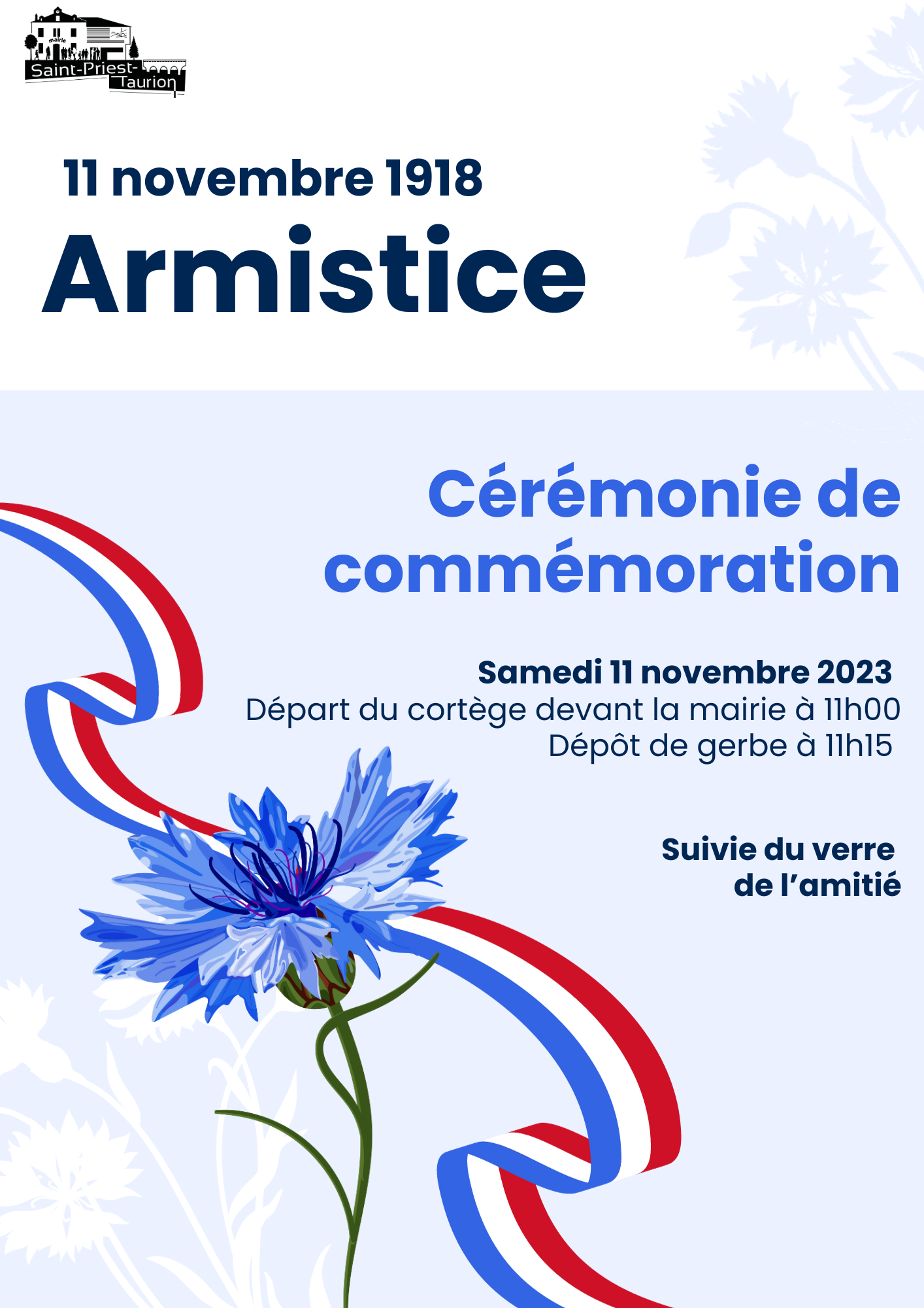 Affiche Cérémonie du 11 novembre Armistice Bleu (1)